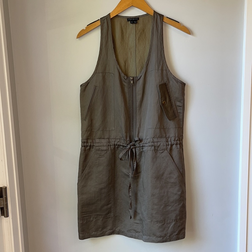 Theory AUGGIE Drop-waist Racerback Utility Dress